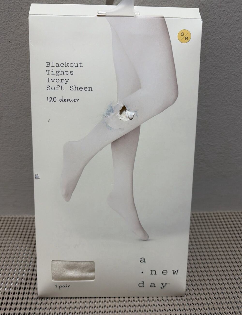 a New Day Women's 120D Soft Sheen Blackout Tights Ivory Sizes S/M